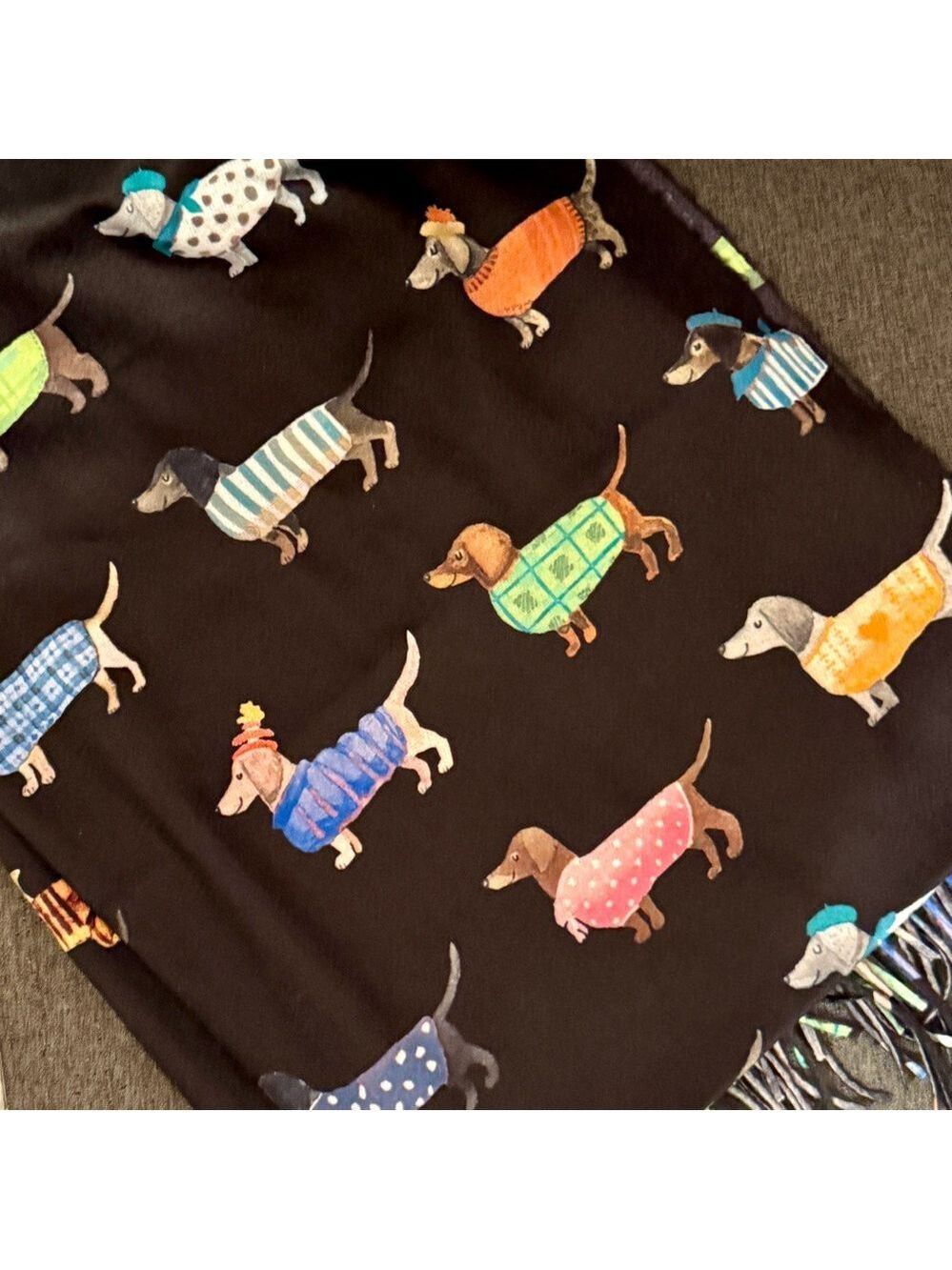 Dachshund Print Scarf Cashmere Feel Multiple Colors NWT - Picture 7 of 10